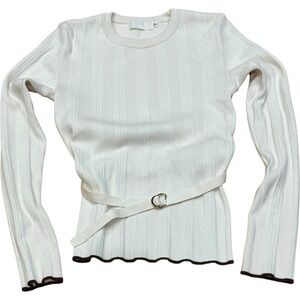 MOUSSY Vintage MV‎ Braid Attract Knit Sweater Ivory Belted Japan Med $380 RARE